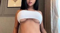 This Japanese babe has big boobs