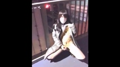 Asian Crossdresser Cums Outside