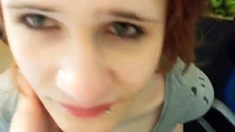 Pretty trans girl takes a facial