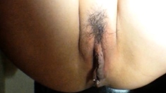Pregnant hairy asian naked close up