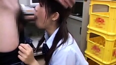 Japanese teen in uniform fucked outdoor